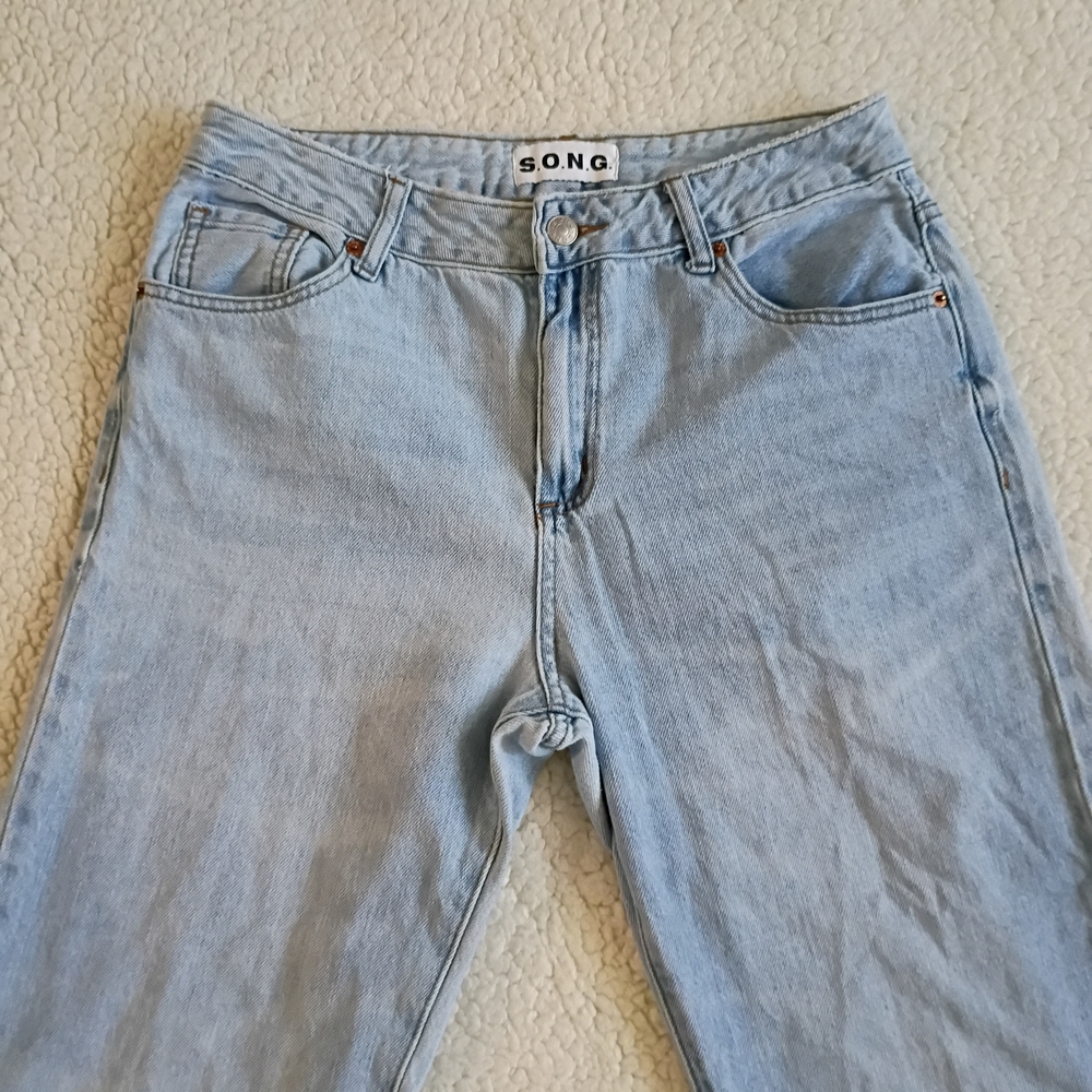 S.O.N.G Carpenter Style Wide Leg Baggy Light Blue Jeans - Picture 3 of 6